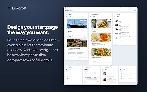 Linkcroft :: Bookmark manager: save useful pages as detailed cards, lists and dashboards — then arrange everything the way you think.