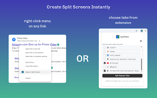 SplitPilot - Split Screen for Chrome :: Open two websites side by side in one tab. Multitask faster with a clean split-screen for Google Chrome.