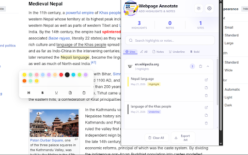 Webpage Annotate - Add Highlights & Notes :: Highlight text, add notes, and annotate any webpage and PDF. All saved locally.