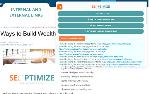 SEOPTIMIZE :: SEO Analysis wiht just one click