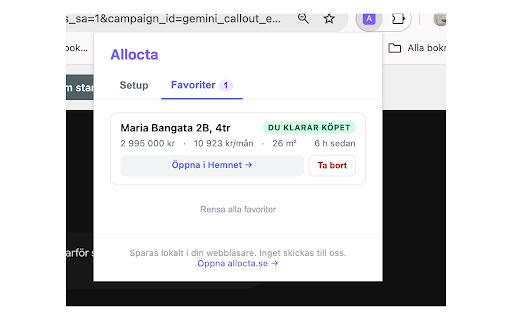 Allocta — Bostadsrätt-coach på Hemnet, Notar & fler :: Se månadskostnad direkt på Hemnet, Notar, Booli & fler. Klarar du köpet? Skanna årsredovisningen med AI på 60 sek.