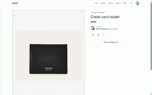Covet :: Add products to Covet without leaving the store.