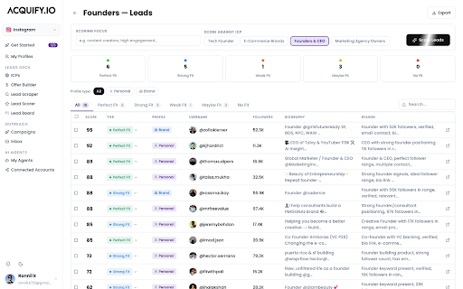 Acquify - Scraper & Outreach :: Connects your Instagram session to Acquify for lead scraping and outreach.