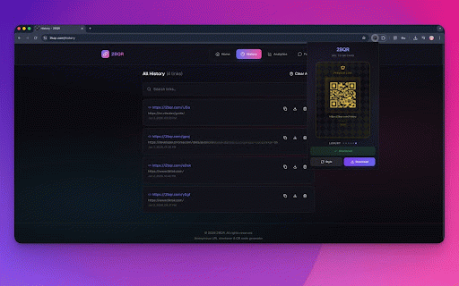 URL to QRCode & Shorten :: Instantly shorten the current page URL, copy to clipboard, and generate a beautiful QR code card.