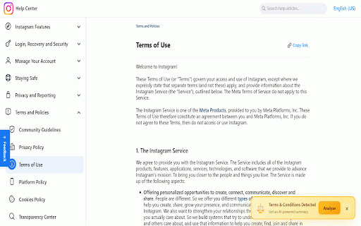 ClearTerms - T&C Summarizer :: Automatically detect and summarize Terms & Conditions with AI-powered analysis