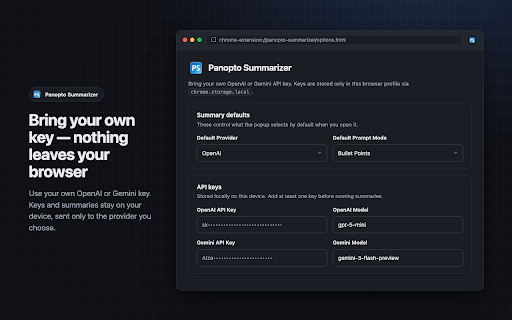 Panopto Summarizer :: Extract Panopto captions and summarize lectures with your own OpenAI or Gemini API key.