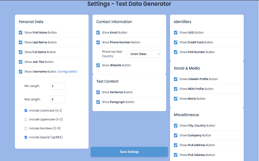 Test Data Generator :: Test Data Generator
Instantly generate a diverse range of random test data—Names, Emails, Phone Numbers, Websites, Sentences,…