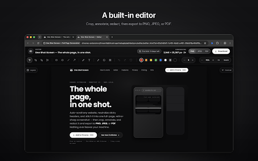 One Shot Screen — Full Page Screenshot :: Capture full-page HD screenshots, then crop, annotate, blur, frame, and export as PNG, JPEG, or PDF — all on your device.
