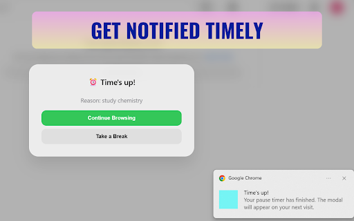 Pause | Purposeful Browsing :: Browse with intention. Set clear goals before visiting distracting sites and stay focused with mindful timers.