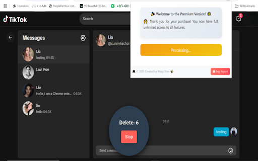 TikTok Messages Cleaner Pro :: 🧹 Easily clean your TikTok messages with one click! 🚀