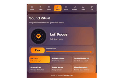 Monk Focus :: Monk Focus is your all-in-one productivity companion. Modern Pomodoro timer, to-do list, quick notes, stats, and distraction blocker