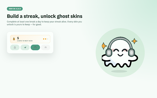 Pak-a-boo: Eye Rest :: Eye care reminders using the 20-20-20 rule — take breaks, stretch, and hydrate, with a ghost mascot and skins to unlock.