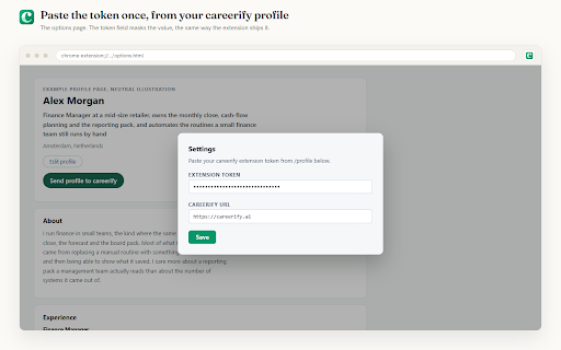 careerify for LinkedIn :: Send your own LinkedIn profile to your careerify account, so it can suggest a sharper headline and About section.