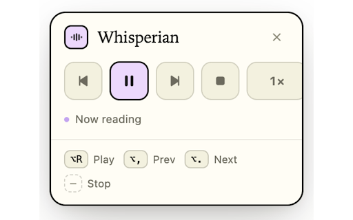Whisperian — Read Aloud :: Read any web page aloud with live word-level highlighting and click-to-skip, powered by the Vaani TTS API.