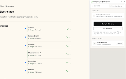 LongevityGraph Capture :: Capture portal data and file it to a patient chart in LongevityGraph.