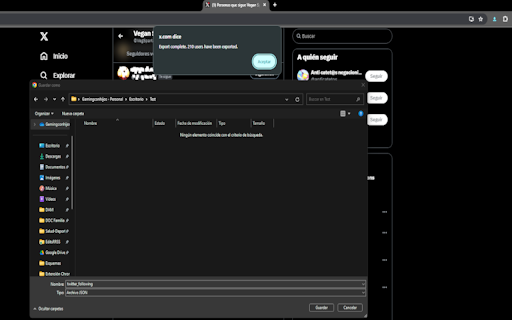 X/Twitter Following export :: Exports the list of users that you are following in X/Twitter social network and generates a JSON file.