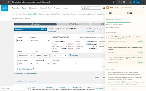 Mila — AI Stock Analyzer :: AI stock analysis in a friendly sidebar. Works on any page — including your brokerage. Invest with confidence.