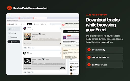 BandLab Audio Video Downloader :: Download BandLab audio, music and video from track, feed, discovery and artist pages with simple on-page download controls.