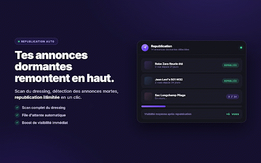 V-Storm — Automatisation pour Vinted :: Republication auto, annonces par IA, négociation, messages aux favoris, bordereaux et compta pour vendeurs Vinted.