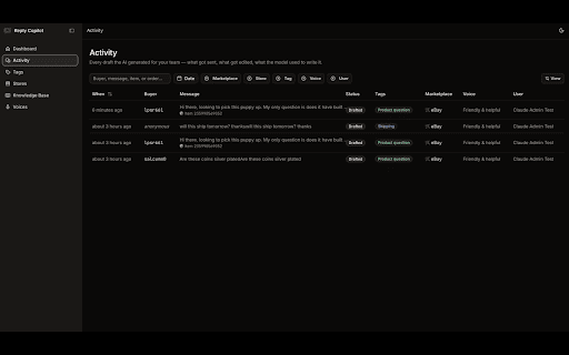 Reply Copilot :: AI-drafted replies for marketplace customer-support messages.