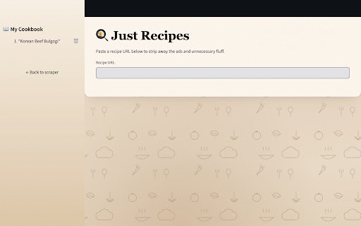 Just Recipes :: Strip ads and fluff from any recipe page — even bot-protected ones. Click the icon to open the current page in Just Recipes.
