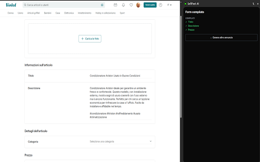 SellFast AI :: Generate AI listings and auto-fill forms on Vinted, eBay and Subito.it