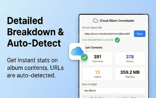 iCloud Album Downloader :: Download entire shared iCloud photo albums — see item counts and download everything in one click.