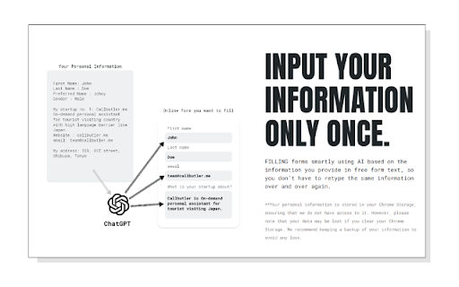 FILLING By Call Butler :: FILLING out forms effortlessly with generative AI, saving you from the hassle of manually entering your information every time.