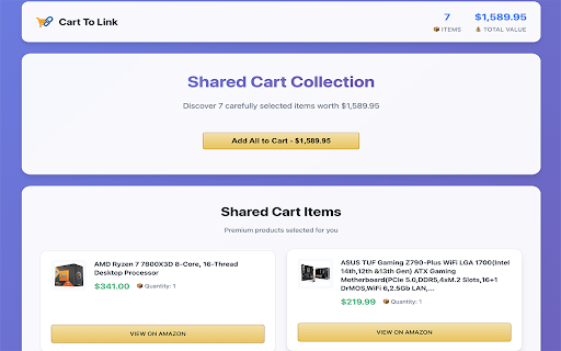 Cart To Link - Share Amazon Shopping Cart Easily ! :: Convert your Amazon cart to shareable links instantly. Share your cart with friends and family!
