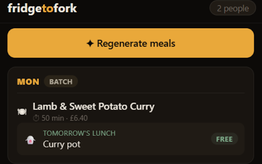 Fridge to Fork :: Plan meals, build your shopping list, and fill your supermarket basket automatically.