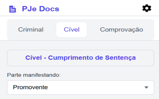 PJe Docs - Manifestações do TJMG :: Automatiza o preenchimento de informações em manifestações e gera petições no Google Docs.