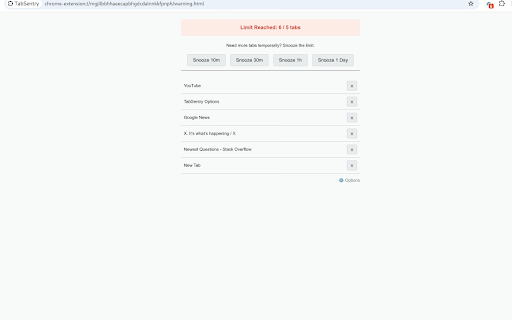 TabSentry :: A Chrome extension to manage tabs and stay focused.