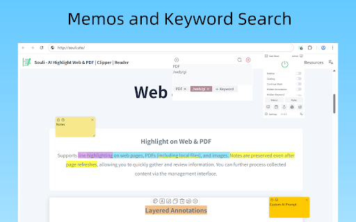Souli - Web Highlight & PDF + Clipper :: Provides Web Highlight, PDF Editor & Annotation, Smart Web Clipping, and Immersive Reading. AI-powered: summaries & context Q&A