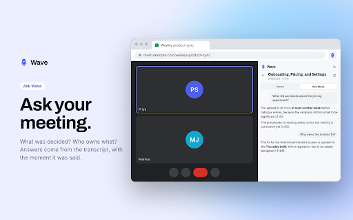 Wave AI :: Record meetings, browser tabs and voice memos. Wave AI turns them into transcripts, notes and answers.