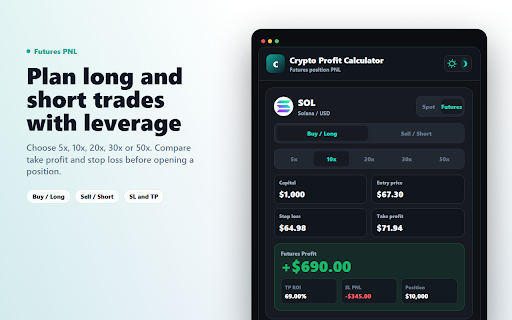Crypto Profit Calculator :: Live crypto prices with spot and futures PNL calculators.