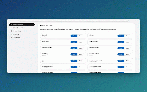 PageVeil - Blur & Replace Sensitive Data :: Blur, hide, or replace sensitive data on any webpage before screen sharing, demos, recordings, and screenshots.
