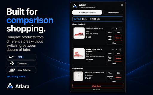 Atlara Cart :: Save products from different websites into one cart.
