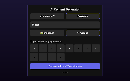 AI Content Generator :: Extensión de Chrome para automatizar la generación de imágenes y videos en Vibes AI y Google Flow.