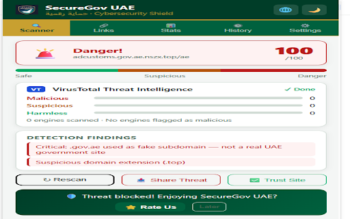 SecureGov UAE :: Real-time detection of fake UAE government websites and scam links
