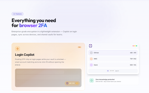 Authium :: Secure local TOTP authenticator with Login Copilot, encrypted vault, team sync, and optional breach monitoring.