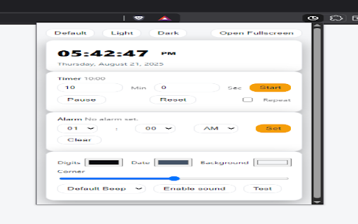 Smart Alarm Clock & Timer – Snooze, Sync & Themes :: Set alarms & timers with snooze, repeat, and synced dark/light themes in popup and fullscreen.