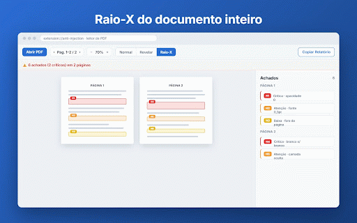 Anti Injection :: Detecta texto oculto e possíveis prompt injections em PDFs. Processamento 100% local.