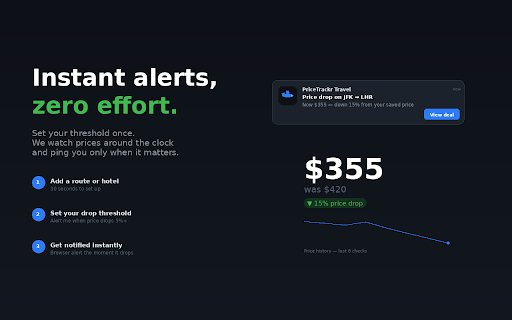 PriceTrackr Travel :: Track flight & hotel prices globally. Get instant alerts when prices drop on your saved routes.