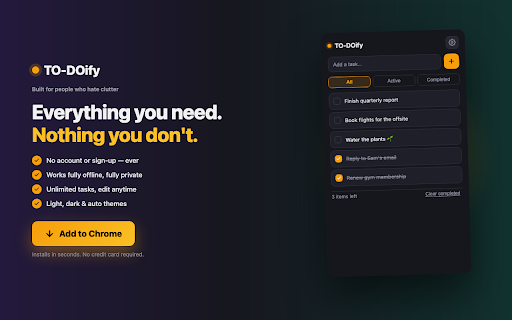 To do list - TO-DOify Simple To-Do List :: A simple, good-looking to-do list that lives in your browser. No account needed — everything stays local.