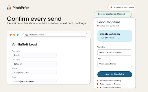 PitchPrfct Lead Capture :: Capture leads from VanillaSoft and send directly to PitchPrfct.