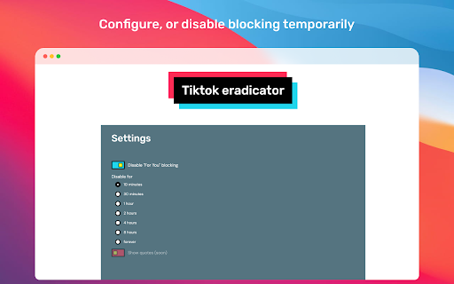 Tiktok eradicator :: TikTok Eradicator helps you take back control of your time by removing TikTok's addictive feed.