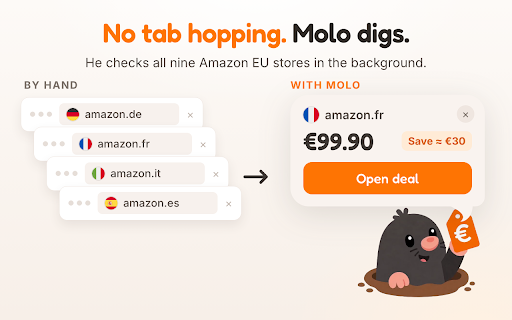 Molo — Amazon EU Price Compare :: Molo compares Amazon prices across Europe and shows when a better deal is waiting in another EU store.