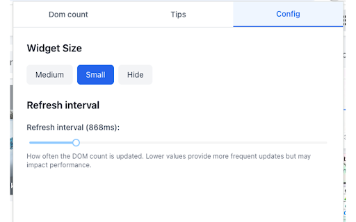DOM Count Monitor :: Show a count of DOM elements on the current page. Auto update. Draggable. Click on extension icon to hide/show.