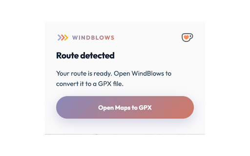 Maps to GPX Exporter - WindBlows :: One-click handoff to convert Google Maps directions into a GPX file.