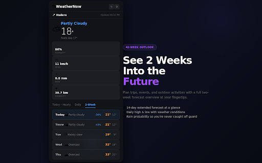 WeatherNow – Hourly & Weekly Forecast :: Live weather animations, air quality index, hourly & weekly forecasts, dark/light mode. Free, no API key needed.